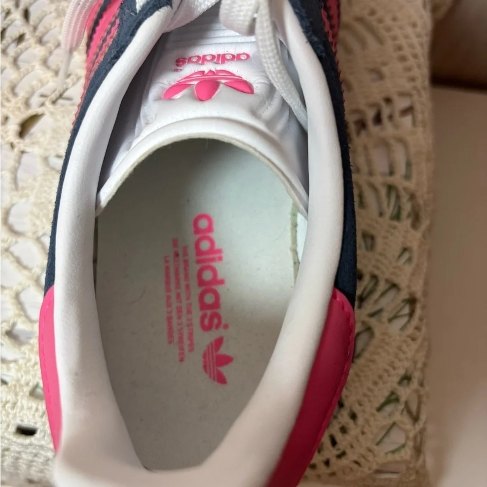 Adidas Gazelle Blue Suede and Pink Stripes Sneakers